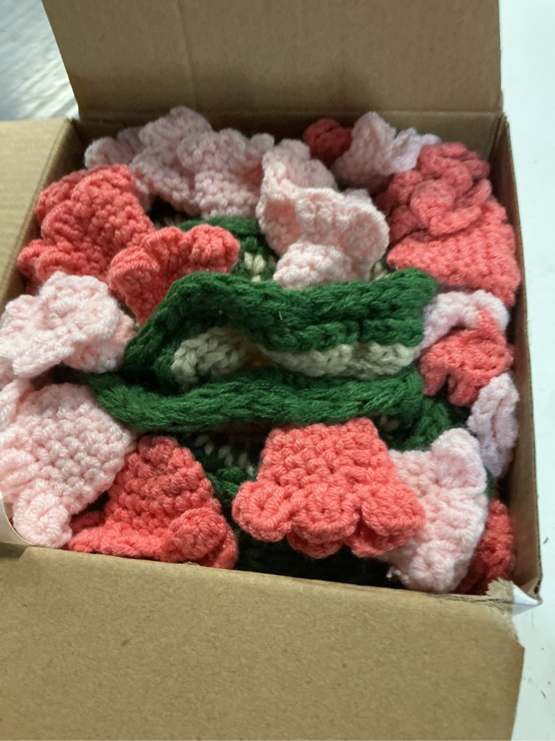 Condition photo showing Good Condition for handmade crochet flower bouquet blanket - 100% acrylic round throw for valentine's day, boho home decor (31"/43"/63", rose/lily/sunflower) (lily of the valley(mixed pink), 43'') lily of the valley(mixed pink) 43''
