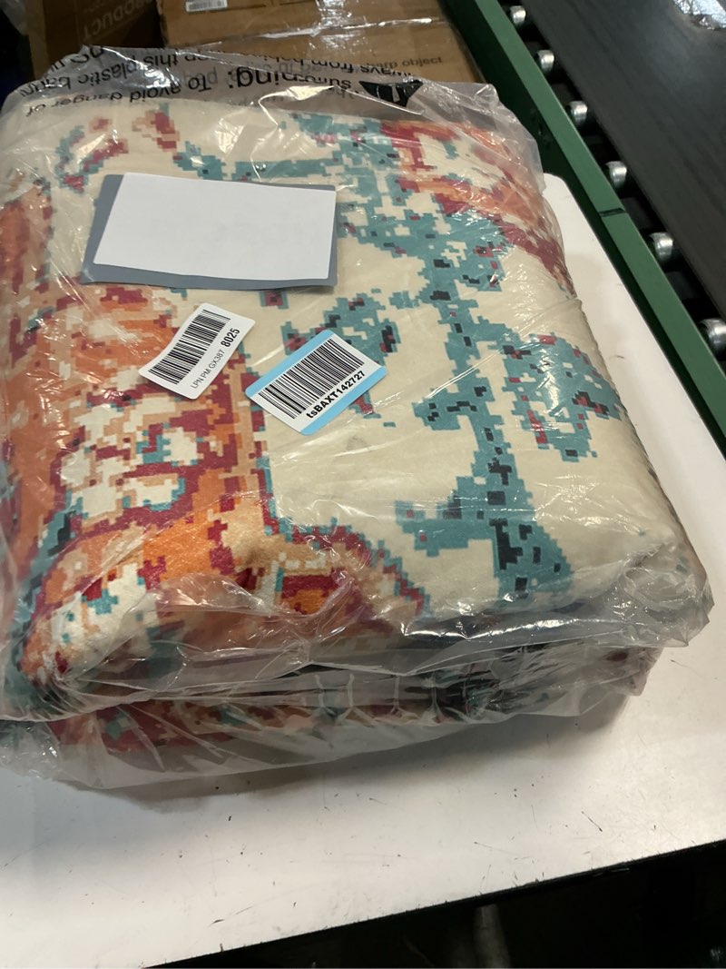 Condition photo showing Good Condition for lahome reine area rugs 9x12 living room rug,large boho 9 x 12 area rugs for living room washable bedroom rug,boho vintage soft non-slip indoor carpet for dining room home office(9x12ft,orange) 9' x 12' (rectangular) orange/multi