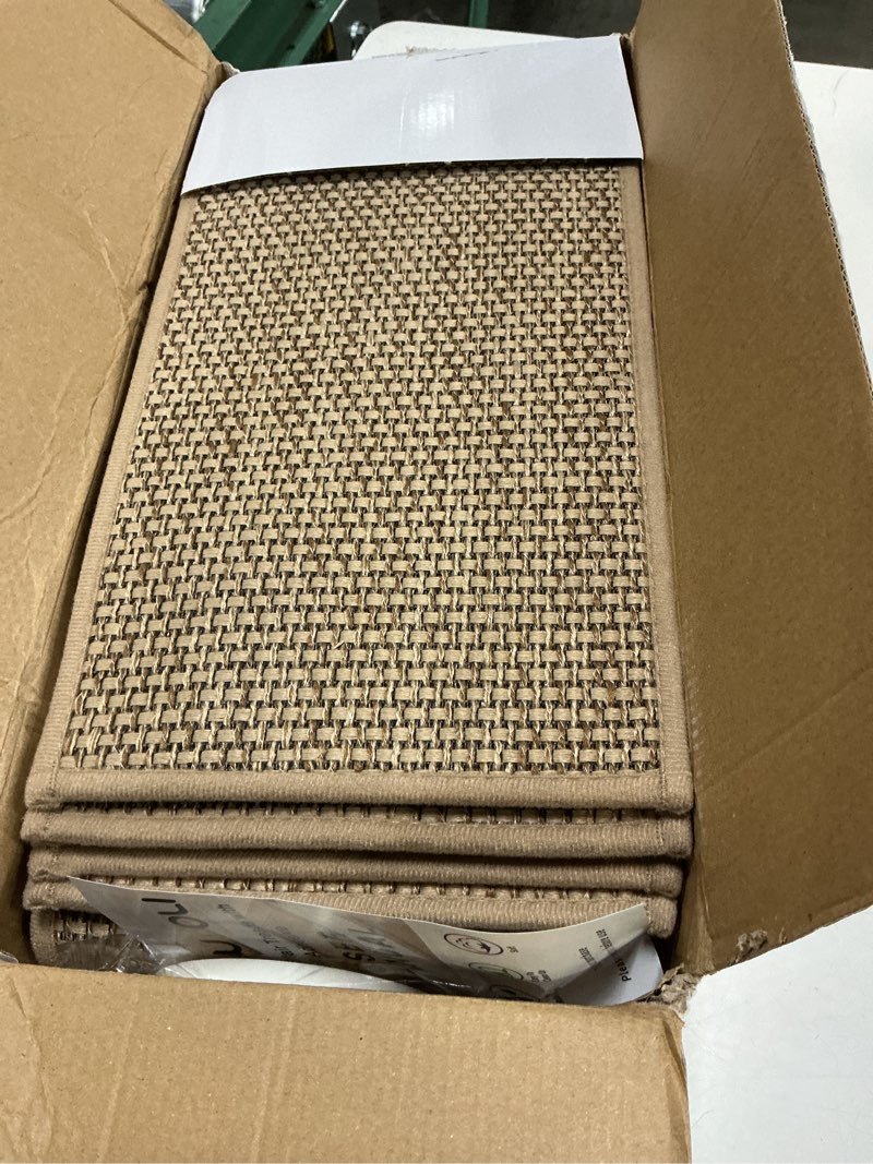 Condition photo showing Good Condition for flowafoli stair treads for wooden steps indoor,8" x 30" (15 in pack) stair treads non slip, machine washable for kids elders and pets,beige 8" x 30" beige 15