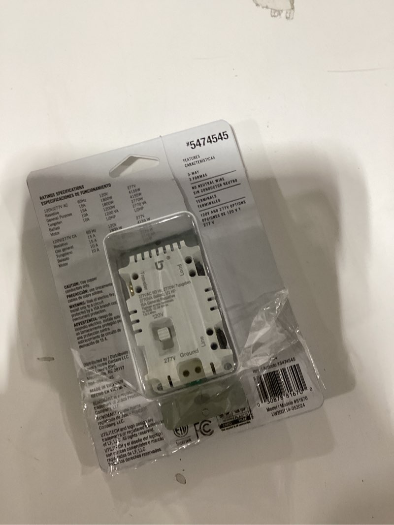 Condition photo showing As Is for utilitech 15 -amps 120-volt indoor programmable digital lighting timer