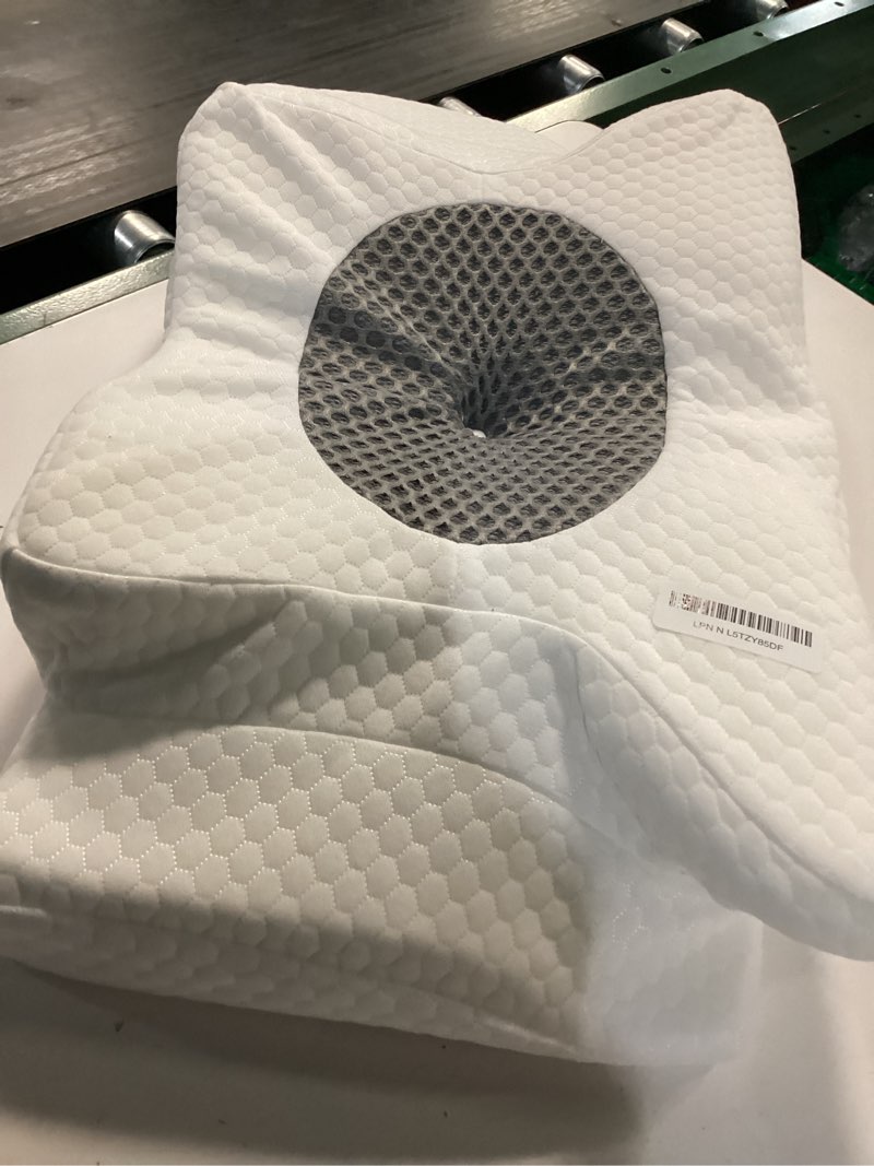 Condition photo showing As Is for Sleep Doctor Approved Cervical Neck Pillow for Sleeping, Ergonomic Contour Side Sleeper Pillows for Adults, Cooling Orthopedic Pillow for Pain Relief Support, Memory Foam Pillows Back Stomach Sleepers