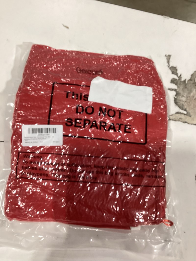 Condition photo showing New/Like New for Red Christmas Tree Skirt Gift Bag 36 Inches, Design with Cord Drawstring Red White Tree Skirt Gift Bag for Home Winter Holiday Christmas Party Decor