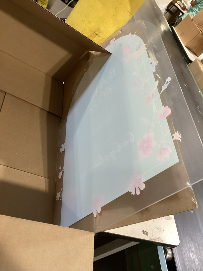 Condition photo showing As Is for 24" x 18" acrylic baby shower welcome sign baby in bloom wildflowers welcome sign large wildflowers display stand decoration for garden ceremony lawn outdoor indoor