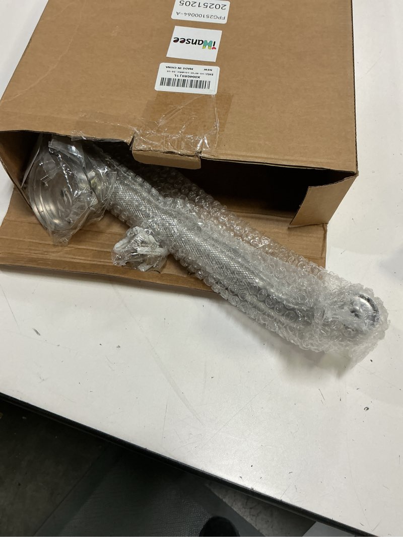 Condition photo showing Good Condition for brushed nickel angled grab bar 16x24 inch, ihansee bathroom safety bar w/anti-slip knurled grip, wall mount l shaped shower handle for elderly senior handicap, toilet bathtub balance support bar brushed nickel 16x24 inch