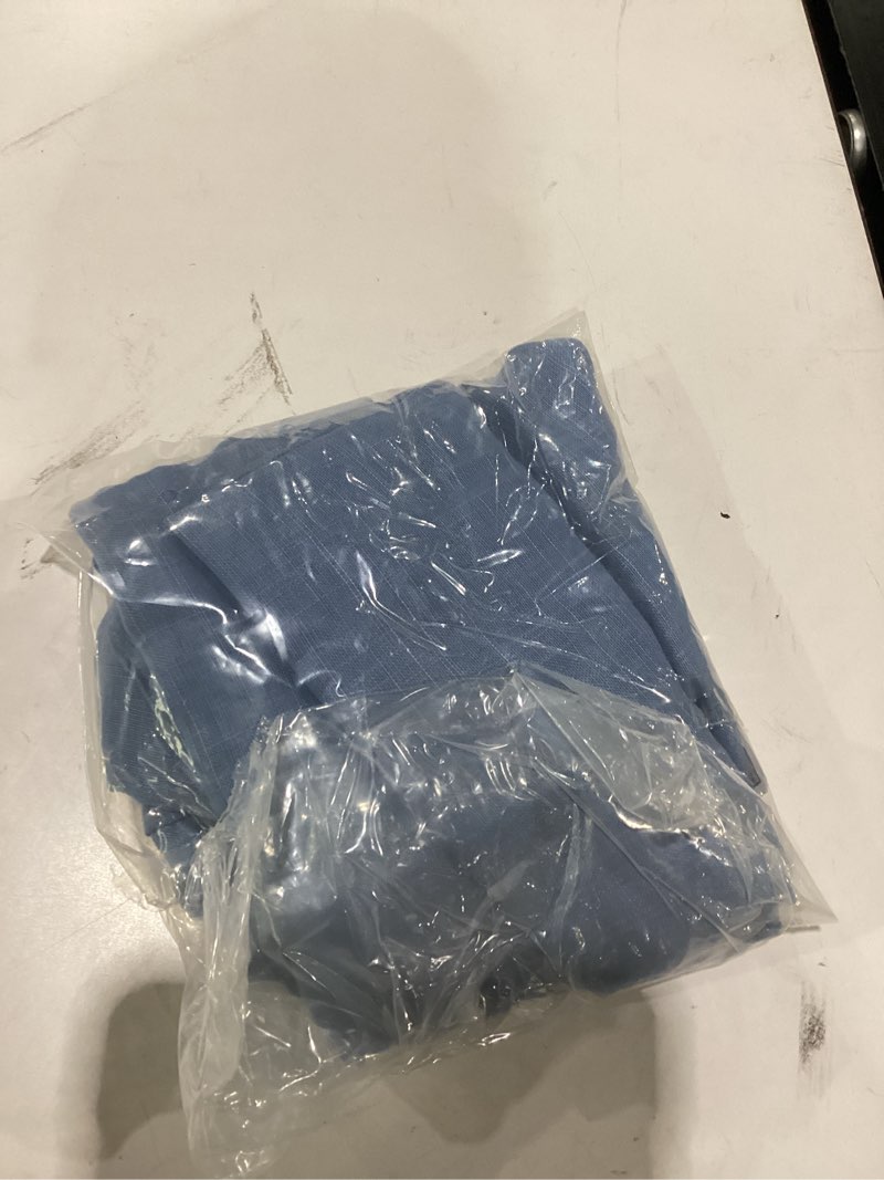Condition photo showing Good Condition for lamit 54 inch short semi sheer linen curtains for bedroom, blue light filtering panels back tab and rod pocket linen textured privacy neutral drapes for kitchen/window, 2 panels, 34 x 54 inch 34"w x 54"l (pack of 2) blue
