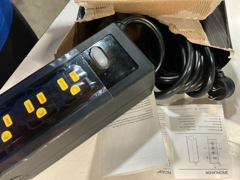 Condition photo showing New/Like New for outdoor power strip weatherproof, zzj ip69 grade waterproof surge protector, 25 ft outdoor extension cord with stake, 6 ac outlets,14 awg heavy duty cord for outdoor patio garden-black black 25ft