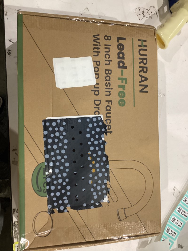 Condition photo showing New/Like New for Bathroom Faucets for Sink 3 Hole, Hurran Brushed Gold Bathroom Sink Faucet with Pop-up Drain and Supply Lines, Stainless Steel Lead-Free Widespread Faucet for Vanity RV, 2 Pack 8 inch, 2 Pack Brushed Gold