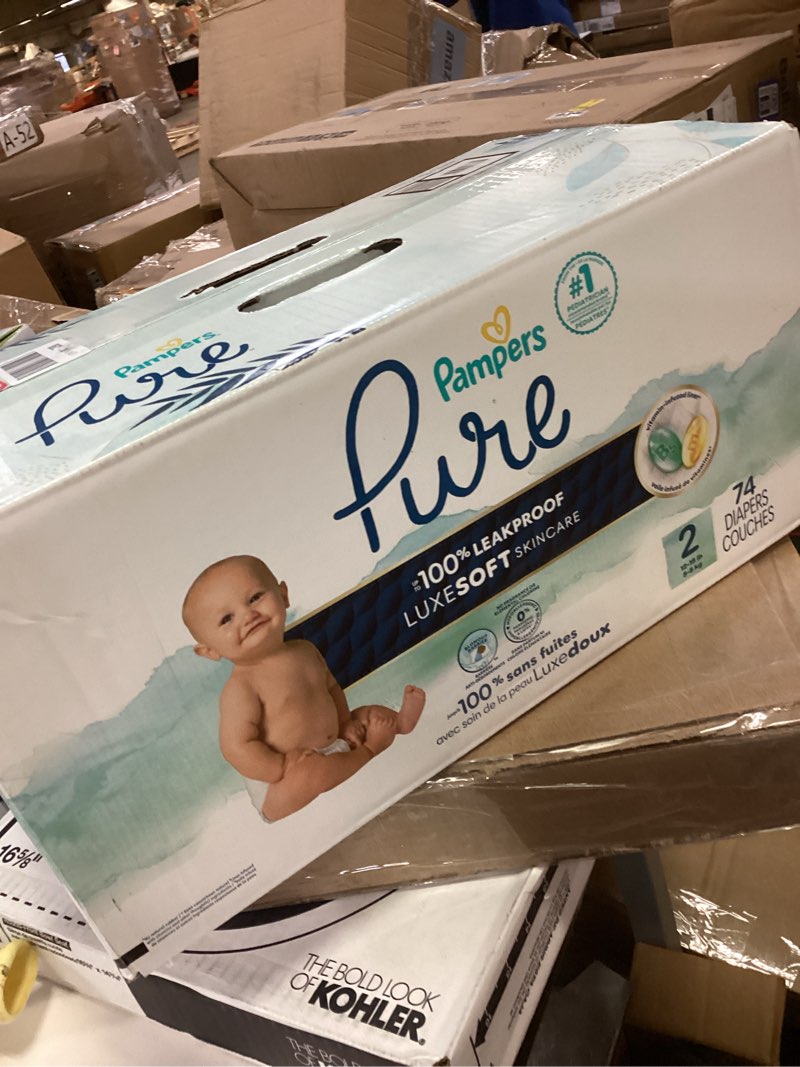 Condition photo showing New/Like New for pampers baby diapers - pure protection - size 2, 74 count, for up to 100% leakproof, premium plant-based skin protection size 2 74