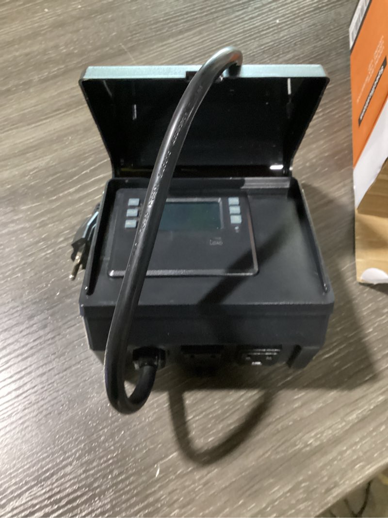 Condition photo showing As Is for suraielec digital pool timer for above ground pools, nema 5-15r plug-in timer with dual outlets, 15a 125v 1hp, programmable 7-day schedule, weatherproof cover, for pool pumps, lights and salt systems