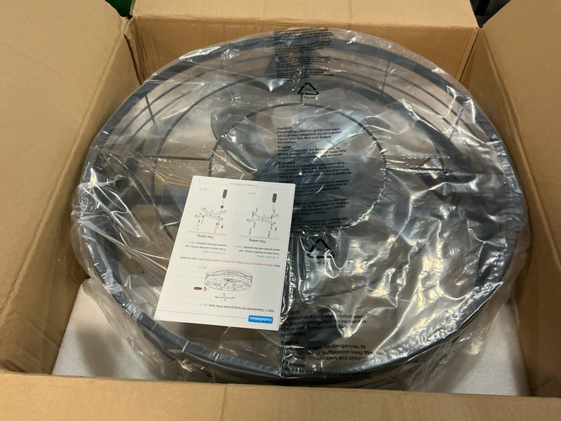 Condition photo showing Good Condition for VOLISUN Caged Ceiling Fan with Light and Remote,19.7 inch Fandelier Ceiling Fan with Light Flush Mount, Farmhouse Bladeless Ceiling Fans with Lights for Kitchen,Bedroom Black 19.7 inch