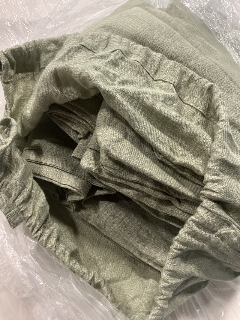 Condition photo showing Good Condition for european linen duvet cover set, king/cal king, willowleaf