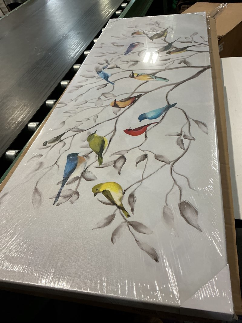 Condition photo showing New/Like New for kreative arts spring flowers canvas wall art birds on tree branches picture giclee prints grey oil paintings reproduction for bedroom ready to hang 20x55inch