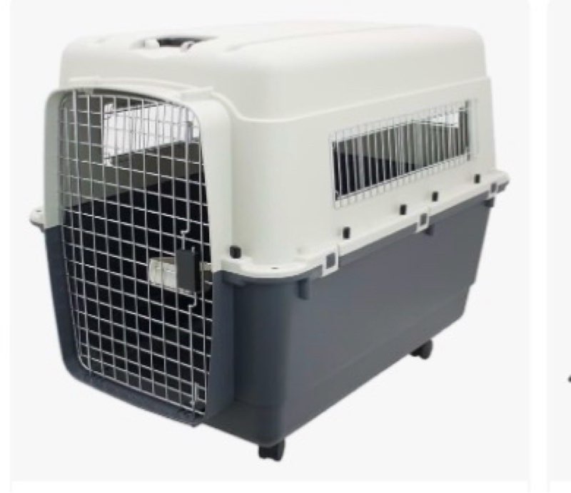 SportPet Designs Plastic Kennels Rolling Plastic Wire Door Travel Dog Crate, XXL