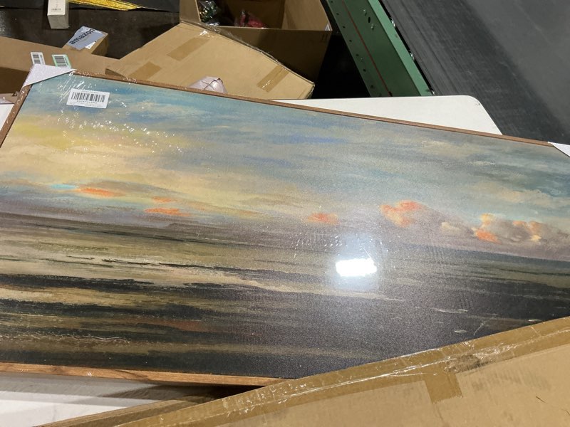 Condition photo showing New/Like New for (Similar to stock photo) Colorful Ocean Sunset Abstract Beach Wall Art for Living Room Orange Red Warm Sunrise Artwork Bathroom Wall Decor Large Beach Posters Picture over the Bed 20\"x40\"x1 20 in x 40 in x 1 Orange,Red