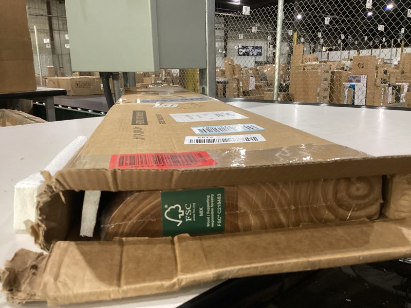 Condition photo showing New/Like New for 48" rustic elm floating shelves - solid wood live edge with invisible brackets, wall mounted shelf for living room, kitchen & bathroom decor, natural clear natural live edge, 48"l, 1packs