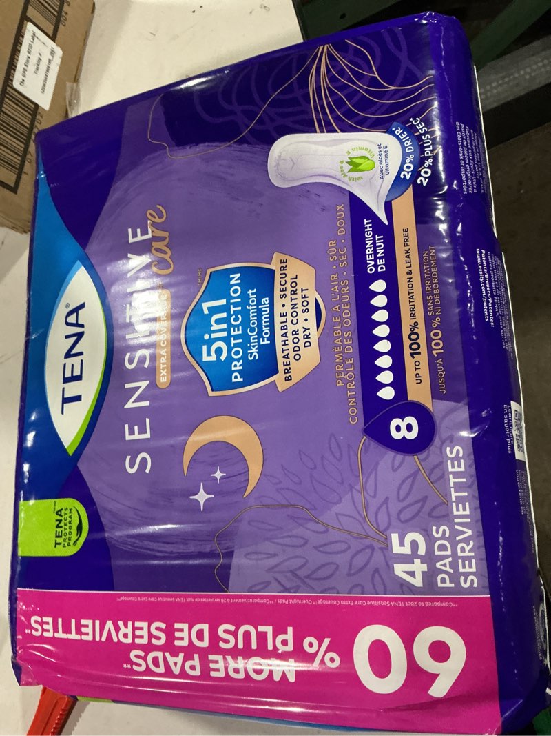 Condition photo showing New/Like New for (Similar to stock photo) TENA Sensitive Care Incontinence Pads, Bladder Control, Postpartum for Women, Overnight Absorbency, Extra Coverage, 84 Count