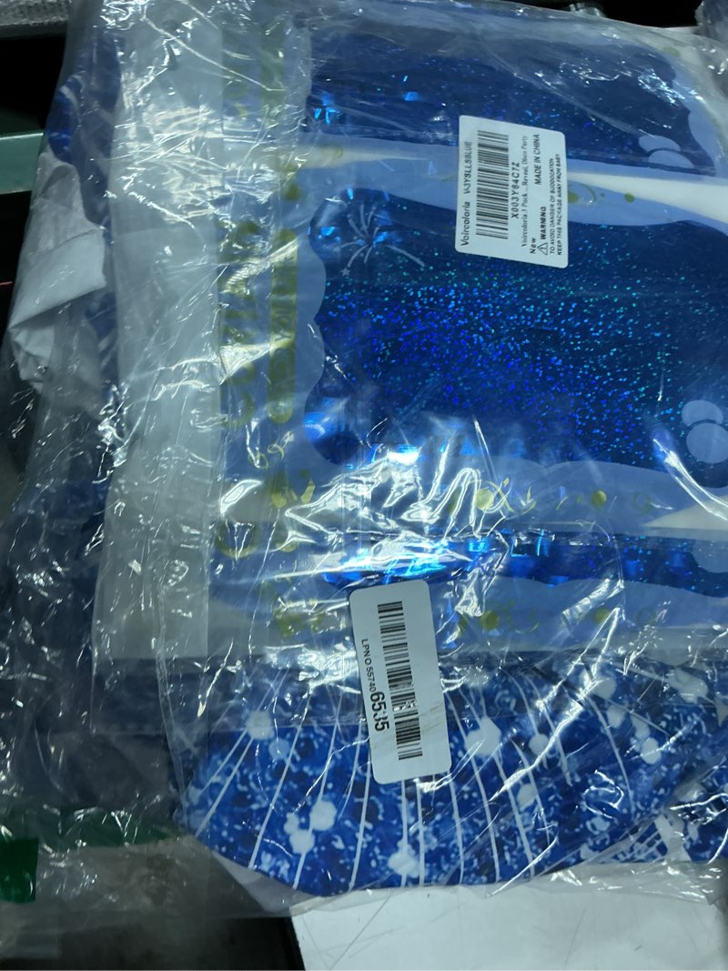 Condition photo showing Good Condition for voircoloria laser blue foil fringe backdrop curtains, 3.3x8.2ft, 3 pack | tinsel streamers, door shimmer, for baby shower, birthday party decorations, graduations