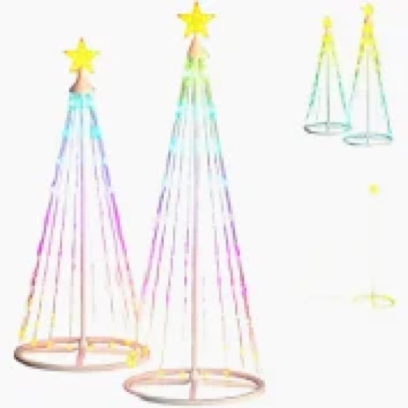 Holiday Living 2 -Pack 74-in Freestanding Christmas tree Yard decoration with Multicolor LED