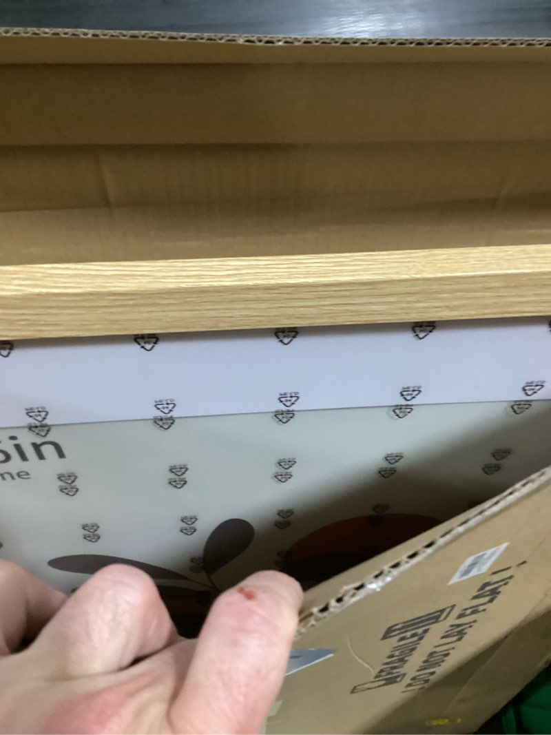 Condition photo showing Good Condition for 24x36 poster frame set of 2, natural oak wood style - display 20x30 picture with mat or 24 x 36 poster without mat, wall mounting horizontal and vertical natural oak 24x36 in