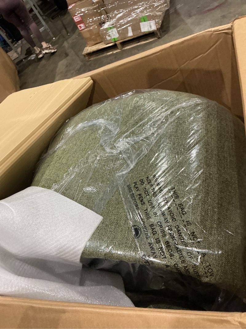 Condition photo showing Good Condition for kislot upholstered dining chairs set of 4, modern arm kitchen & dining room chairs with hidden casters, linen fabric padded rolling chairs, sturdy wood frame, 300 lbs capacity, moss green moss green set of 4 (4 box)