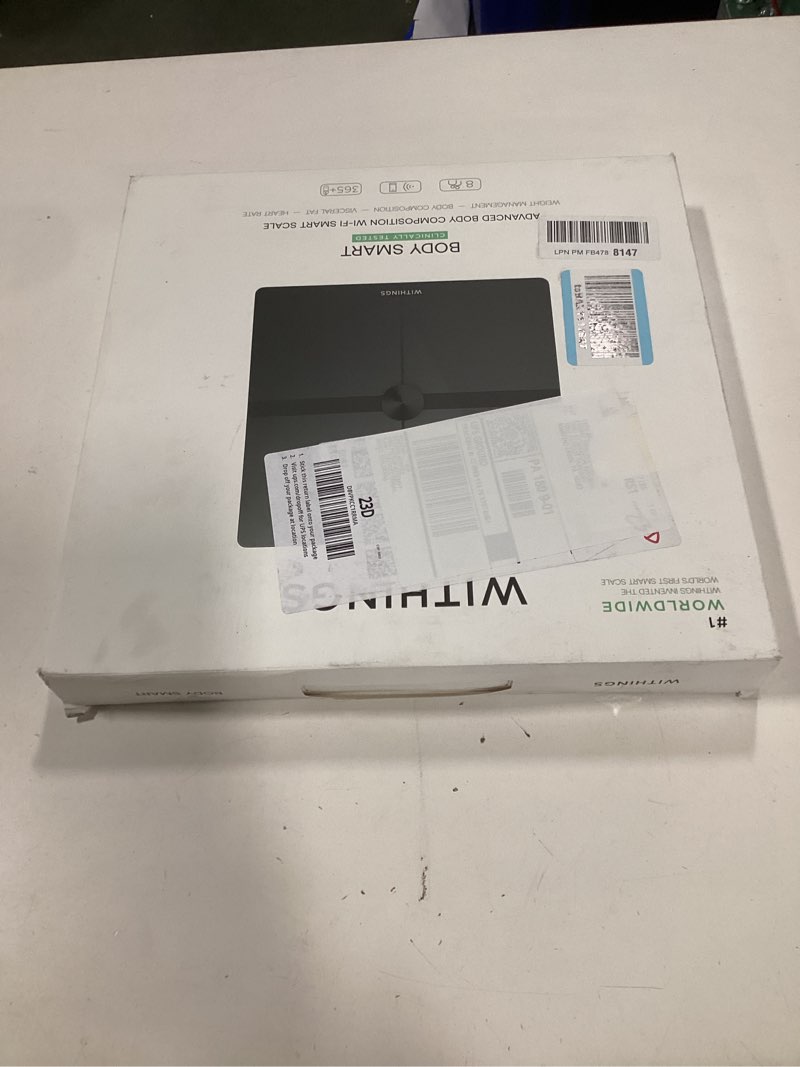 Condition photo showing New/Like New for WITHINGS Body Smart - Accurate Scale for Body Weight and Fat Percentage, Body Composition Wi-Fi and Bluetooth Weight Scale, Baby Weight Scale, Smart Scale Apple Health Compatible, Bathroom Scale Black Body Smart