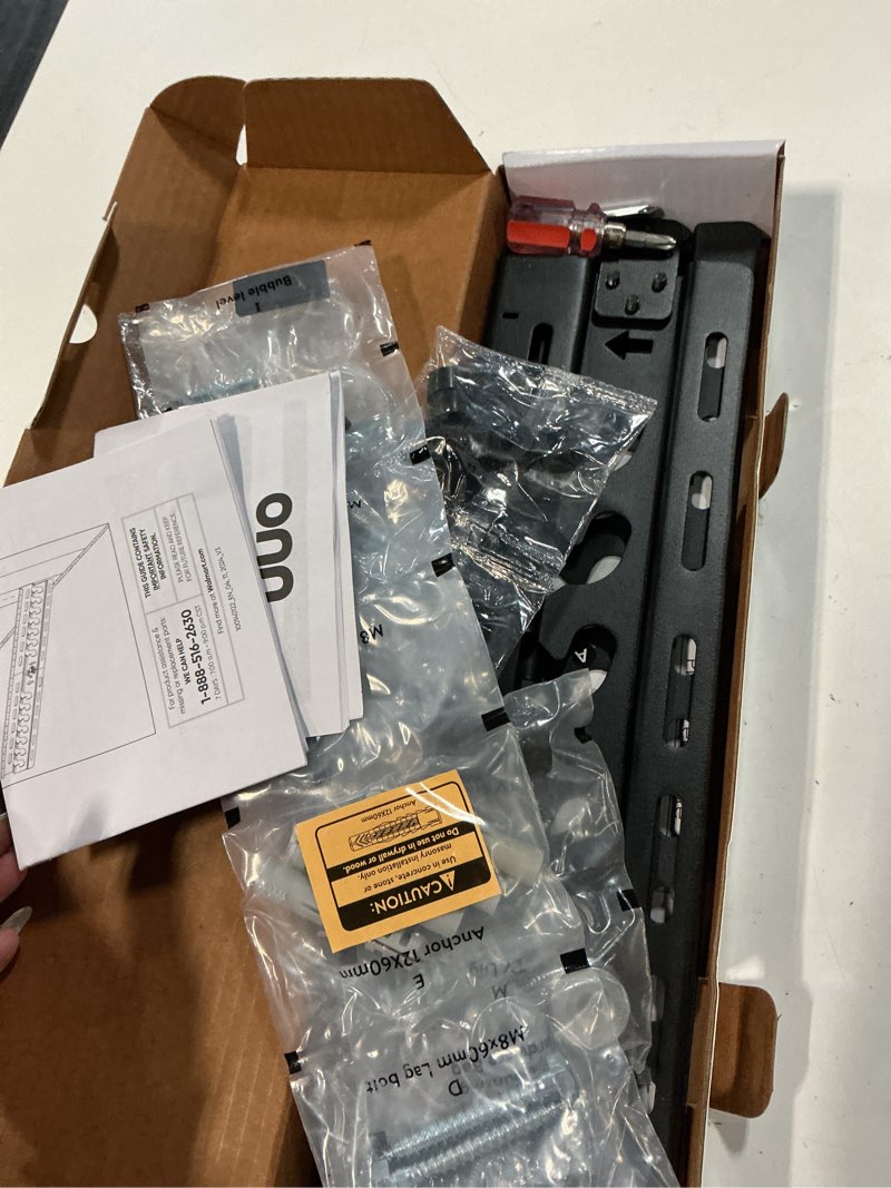 Condition photo showing Good Condition for onn no stud mount for 24" to 90" tvs, etl listed, fixed/no stud, holds up to 150 lbs