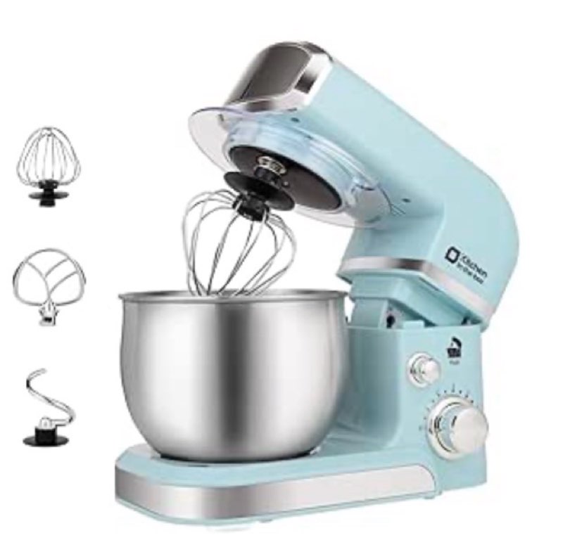 Kitchen in the box Standing blender, 3.2 quarts, small electric food mixer, 6 speeds, portable and lightweight kitchen blender for daily use with egg whisk, hook (missing attachments)