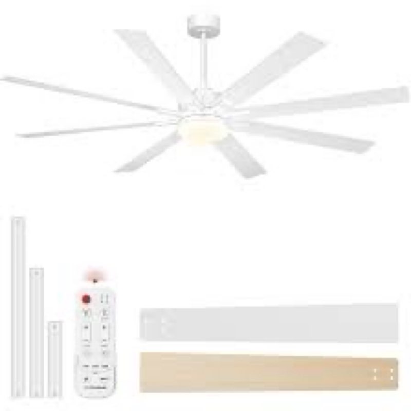 VIVOHOME 72 inch Ceiling Fans with Lights, Flush Mount Large Ceiling Fan with Remote Outdoor Indoor,