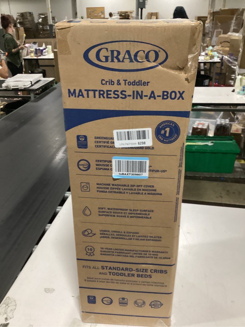 Condition photo showing New/Like New for Graco Premium Crib & Toddler Mattress – GREENGUARD Gold Certified, Machine-Washable OEKO-TEX STANDARD 100 Certified Cover with Waterproof Surface, Fits Any Standard Full Size Baby Crib & Toddler Bed