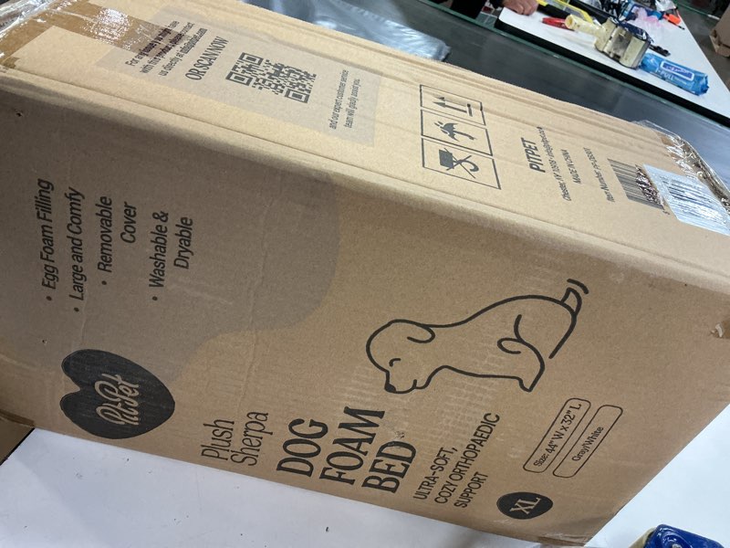 Condition photo showing New/Like New for orthopedic large dog bed - ultra comfortable dog bed for large dogs small, medium, large and extra-large dogs/cats with sherpa top - breathable pet bed - egg foam sofa bed - removable washable cover.