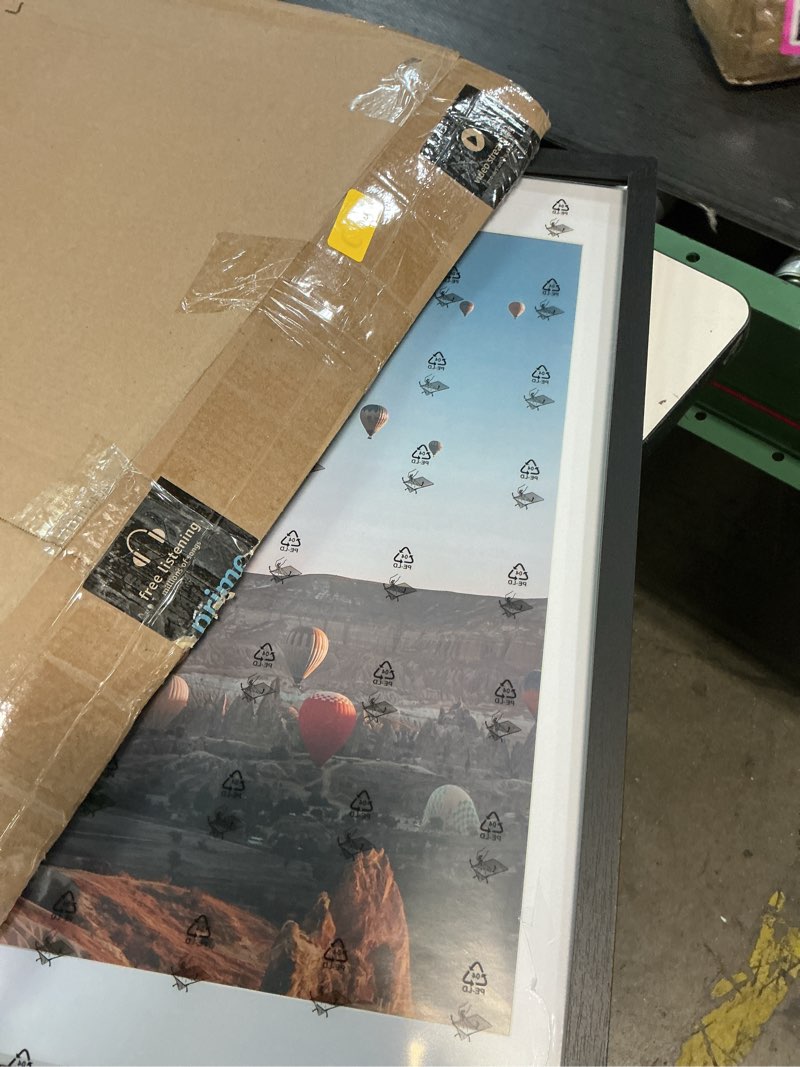 Condition photo showing Good Condition for 18x24 picture frame with 16x20 mat, display photo 16x20 with mat or 18 x 24 without mat, wall hanging large 18 by 24 poster frame with plexiglass, black black 18x24 inch