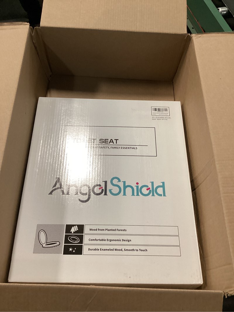 Condition photo showing New/Like New for White Round Toilet Seat Natural Wood Toilet Seat with Zinc Alloy Hinges, Easy to Install also Easy to Clean, Scratch Resistant Toilet Seat by Angol Shiold (Round, White) Round White