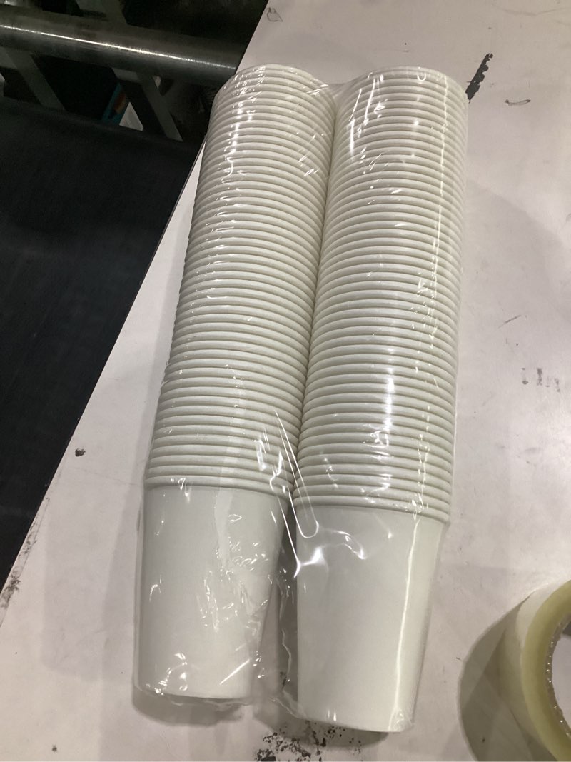 Condition photo showing Good Condition for dealusy 100 count 12 oz coffee cups, leak-free food safe paper cups 12 oz, disposable 12oz white paper cups for cold and hot drinks