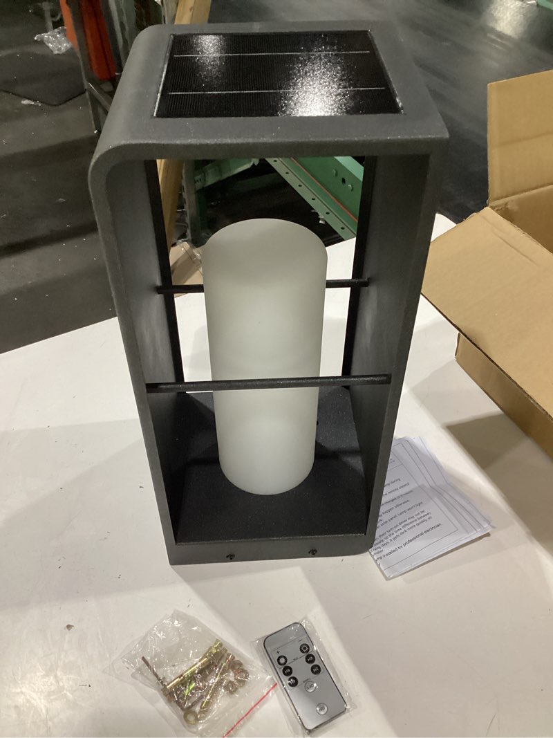 Condition photo showing New/Like New for outdoor solar lanterns waterproof with ip65, led smart outdoor floor lamp, dimmable floor lamps with remote brightness & timer control, solar powered outside lantern dusk to dawn for patio medium-16.93"h