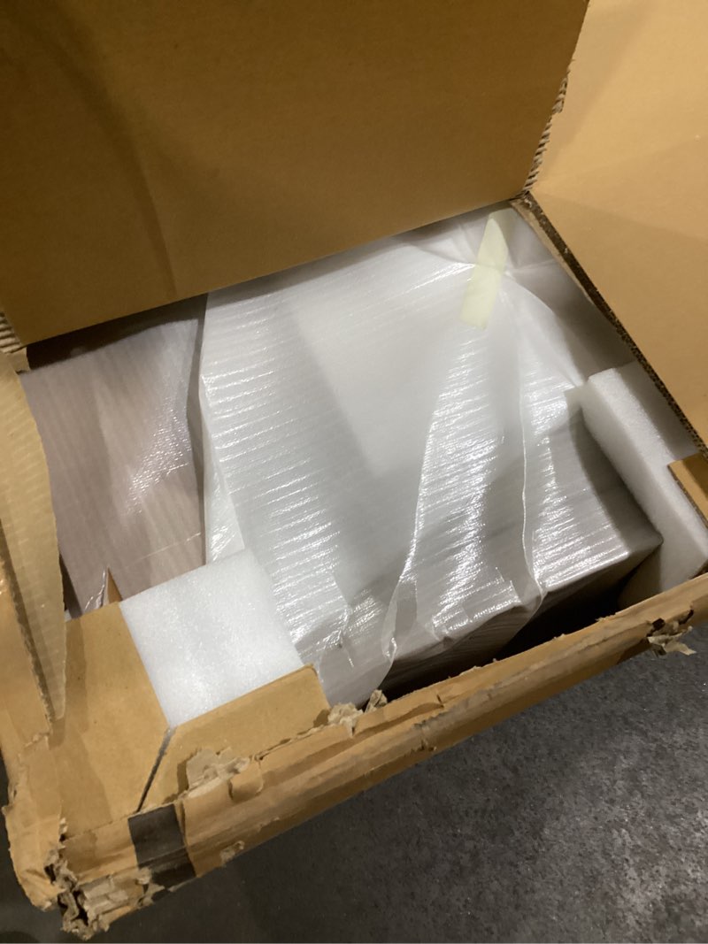 Condition photo showing New/Like New for Benjara 80 Inch Sideboard Accent Cabinet, 4 Glass Doors, 2 Shelves, Warm, Gray and Pewter