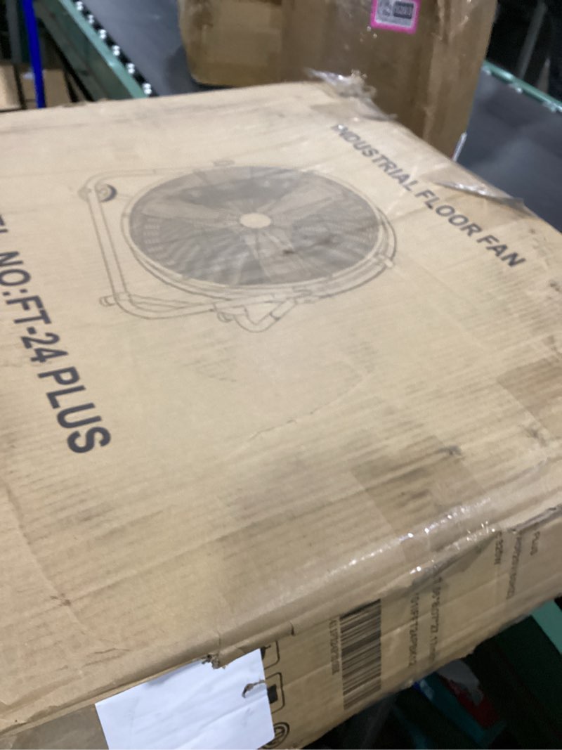 Condition photo showing As Is for Uthfy 24 Inch Heavy Duty Industrial Drum Fan, 320W High Velocity Floor Fan with 3 Speeds, 360° Tilt Metal Garage Fan for Warehouse, Commercial, Workshop, Factory and Basement, Black Black 24 Inch