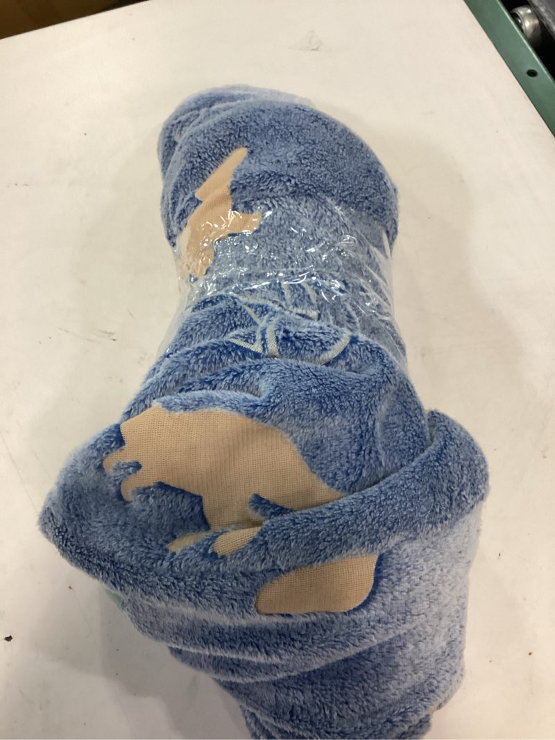 Condition photo showing As Is for gosalisu glow in the dark dinosaur throw blanket 50 x60 inch luminous dino blanket toys for 3 4 5 6 7 8 9 10 11 12 year old boys girls super soft blanket for kids christmas birthday gifts blue dinosaur b