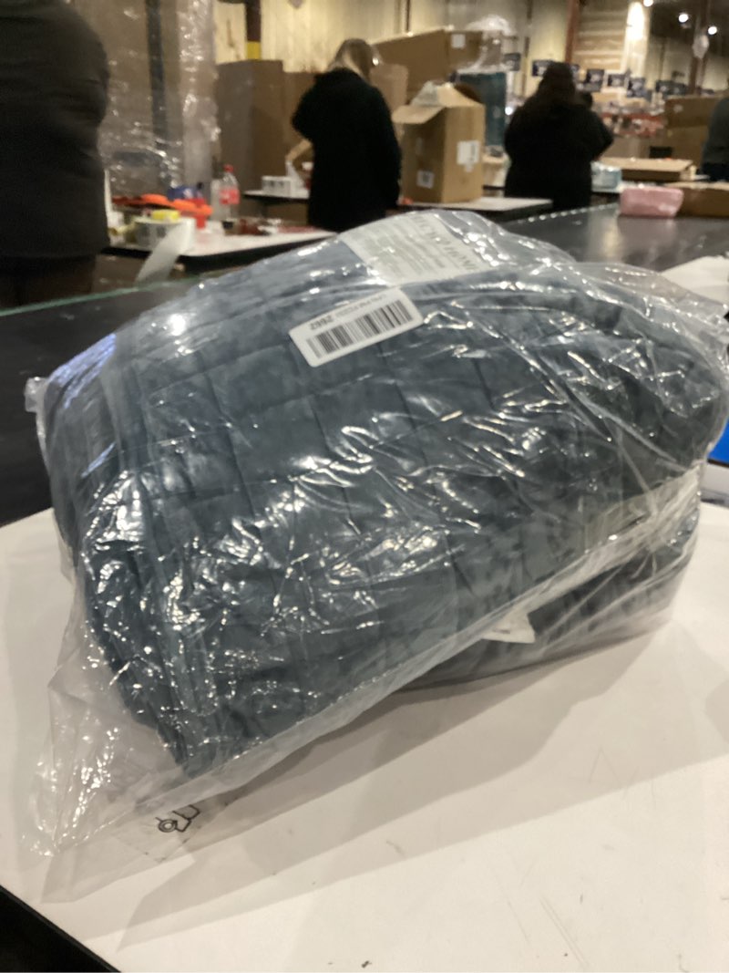 Condition photo showing Good Condition for recyco luxury velvet quilt set king size bedding sets, ultra soft velvet comforter set, lightweight channel box stitch oversized bedspread coverlet for all season, with 2 shams, stormy blue king/cal king (108" x 92") stormy blue