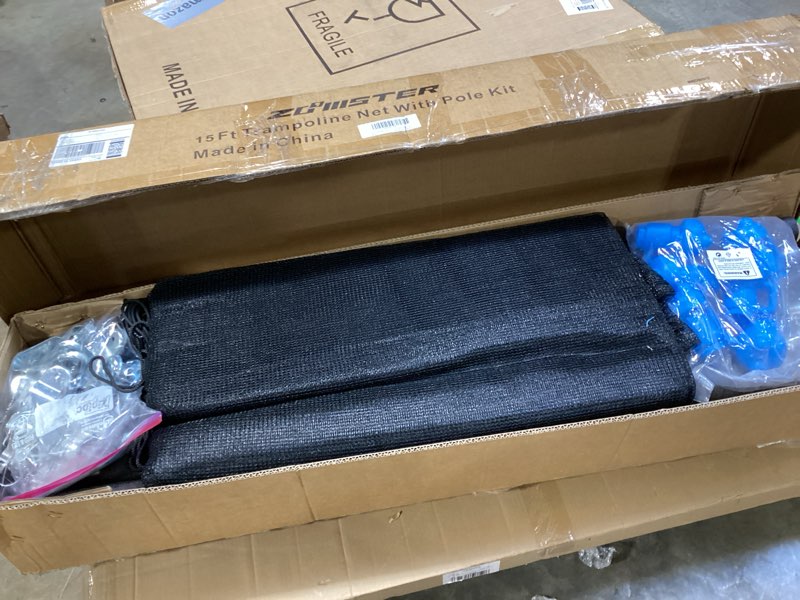 Condition photo showing Good Condition for 15ft trampoline enclosure net with universal trampoline replacement enclosure poles and hardware (fit for 15ft trampoline with 6 poles)