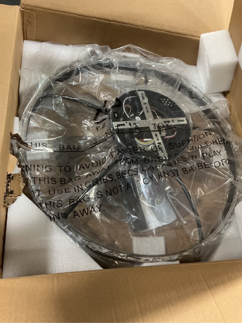 Condition photo showing Good Condition for VOLISUN Low Profile Ceiling Fan with Light and Remote, 23.6in Fandelier Ceiling Fan with Light, 3000K-6500K Dimmable Flush Mount Ceilings Fans with Lights(Black) 8289-BK 23.6 INCH