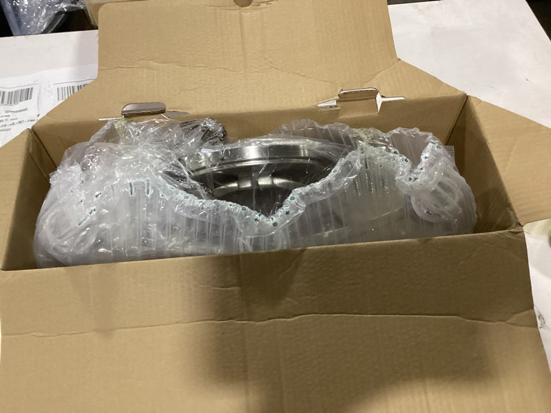 Condition photo showing As Is for allen + roth 3-light merington brushed nickel standard bathroom vanity light