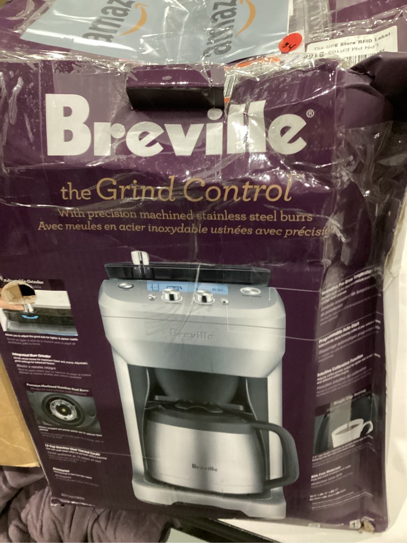 Condition photo showing As Is for Breville BDC650BSS Grind Control Coffee Maker With Grinder, Brushed Stainless Steel, Thermal Carafe