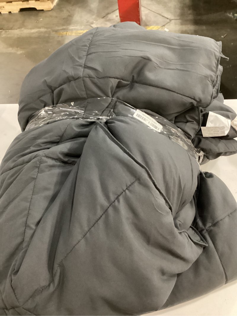 Condition photo showing As Is for COHOME Quilted Oversized King Size Comforter - All-Season Down Alternative Duvet Insert - Luxury Hotel Winter Warm Dark Grey Comforter with Anti-Clump Tech & 8 Tabs - Reversible ?98"x116"? Dark Grey Oversized King Comforter