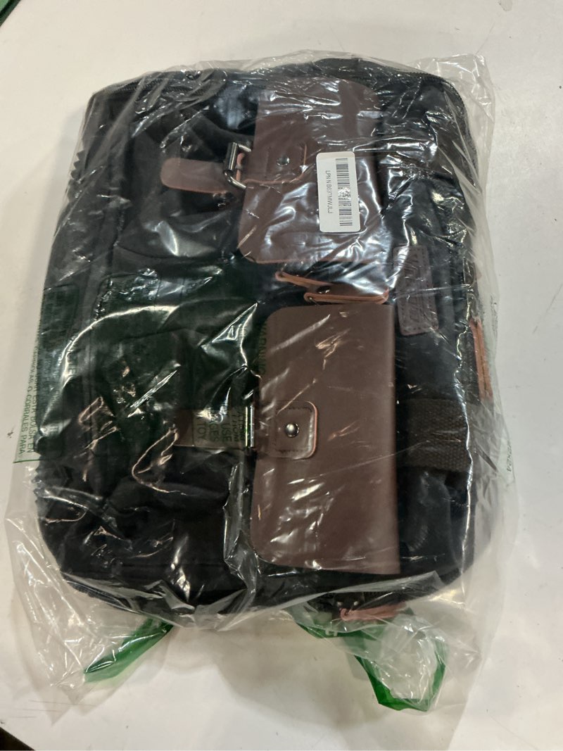 Condition photo showing Good Condition for wildroad 50l travel duffel bag, expandable waxed canvas genuine leather duffle bag upgraded overnight weekender bag carry on bag (vintage black, large-50l) vintage black large-50l duffle bag