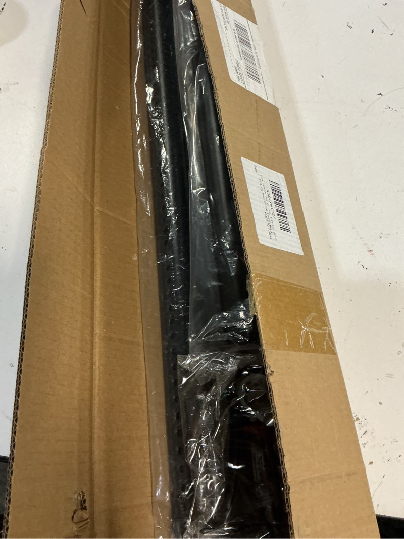 Condition photo showing New/Like New for extra long tension rod 41-165inch heavy duty tension curtain rods no drilling outdoor curtain rod for patio,windows,shower,doorway,spring rods diameter 1.26inch black