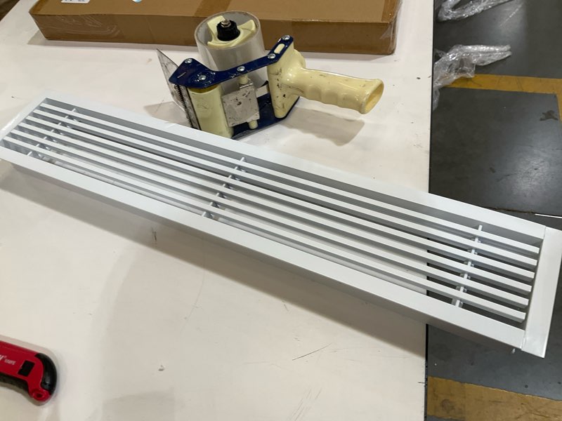 Condition photo showing As Is for linear bar air grille 24" x 4", aluminum air supply/return grilles,easy air flow,removable grille/door-hvac air vent cover,white[outer dimensions: 24.8"w x 4.8"h]