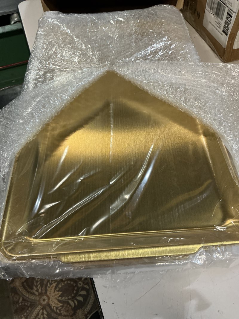 Condition photo showing New/Like New for baderke 2 set 16" x 9'' chilled serving tray for parties with compartments rectangle serving dish ice charcuterie party platter for shrimp fruit seafood vegetable appetizer (gold) 2 gold