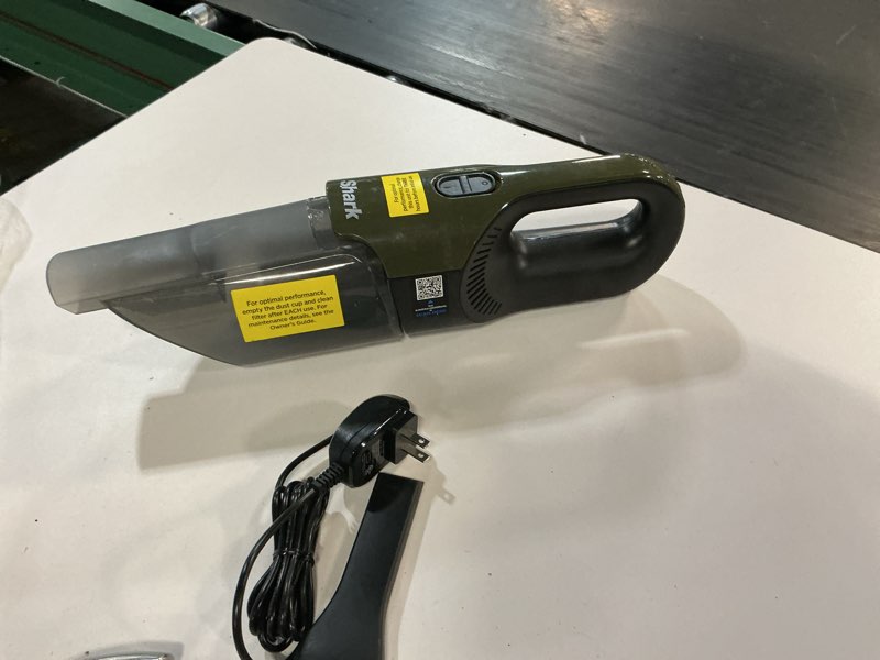 Condition photo showing As Is for shark cyclone handheld vacuum, on-the-go cleaning, hypervelocity suction, usb charging, ch700wm, herb