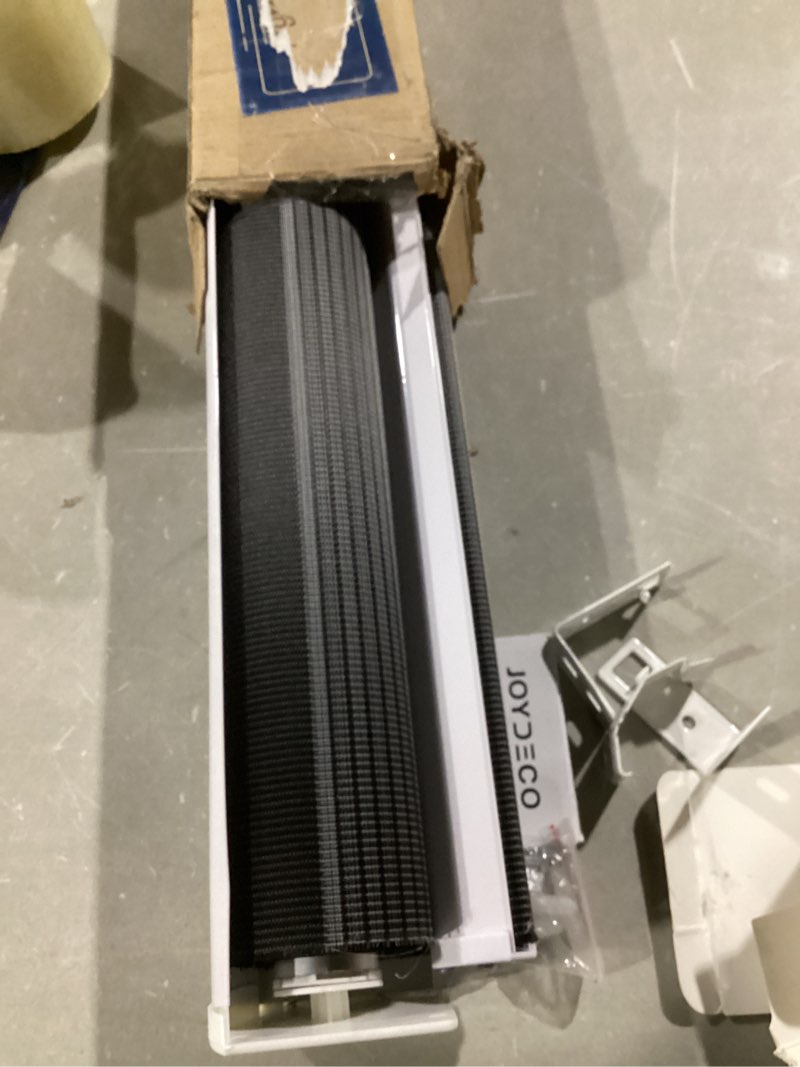 Condition photo showing As Is for Joydeco Cordless Zebra Blinds for Windows, Free-Stop Zebra Shades Privacy Light Control for Day and Night, Light Filtering Sheer Blinds for Indoor Windows, Bedroom, Classroom (35" W X 75" H, Black) Black 35" W x 75" H Ready Made