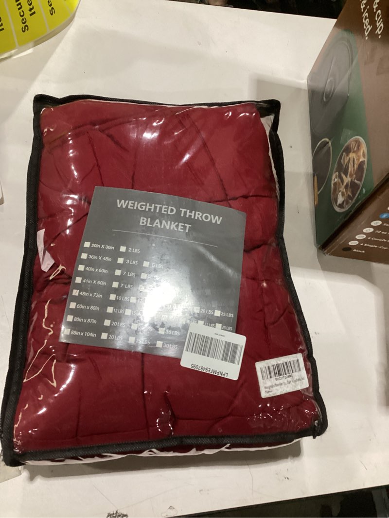 Condition photo showing New/Like New for Red Weighted Blanket for Adults 15lbs, 48"x72", Twin Full Size Cooling Heavy Throw Blanket for 120-160lbs, Microfiber Soft Thick Big Blankets Weighted Comforter Breathable Gift for Sleeping 48"x72"-15lbs Wine Red